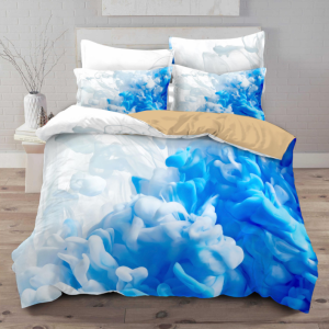 White cloud printing tie dyeing Amazon wish quilt cover pillow case two or three piece set 3D digital printing chemical fiber fabric