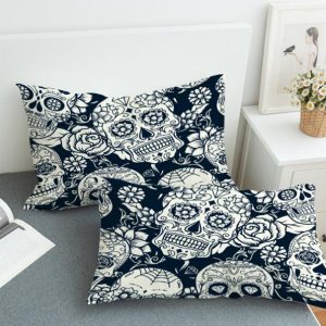 Bedding  Pillowcase Black skull 3D Print Pillow Case Pillow Bedding