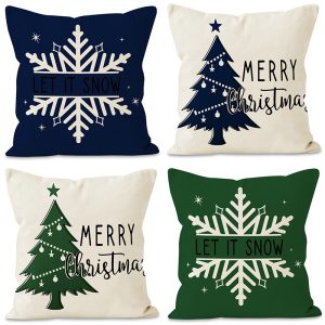 Christmas tree snowflake pillow cover holiday party living room sofa decoration pillowcase linen cushion cover